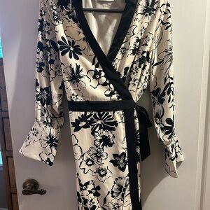 Abercrombie Floral Wrap Dress with Black and White Design